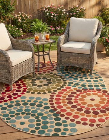 5' 3 x 8' Easy-Clean Modern Indoor / Outdoor Oval Rug