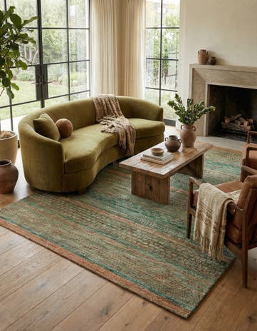 5' 1 x 7' Hand Knotted Gabbeh Wool Rug