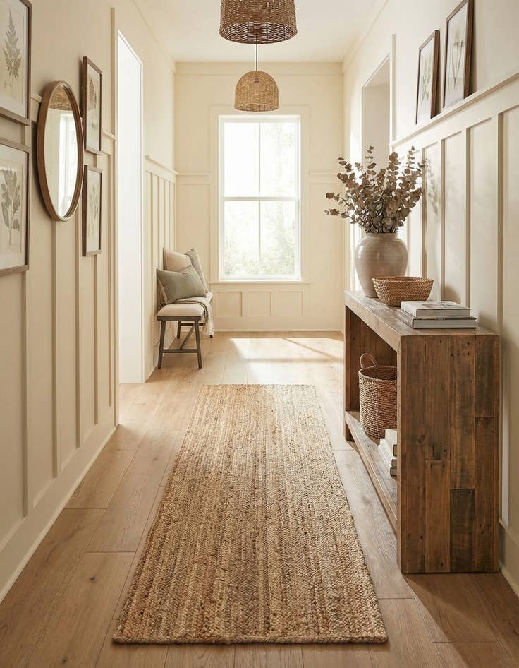 Detail image of  2' 7 x 8'  Hand Braided Jute Runner Rug