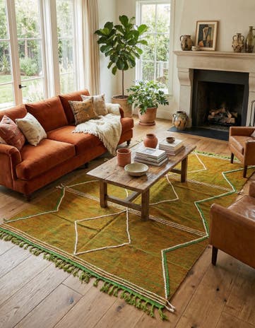 6' 8 x 10' Hand Knotted Moroccan Wool Rug