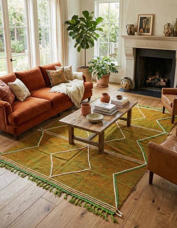 6' 8 x 10' Hand Knotted Moroccan Wool Rug