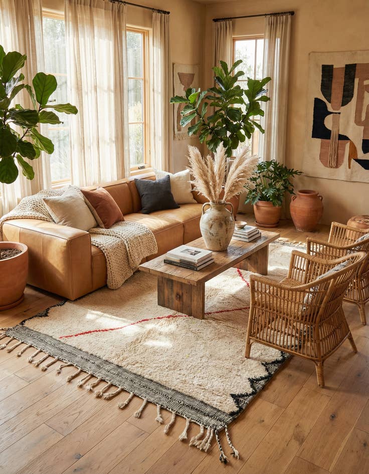 Detail image of 5' 3 x 8'  Hand Knotted Moroccan Wool Rug