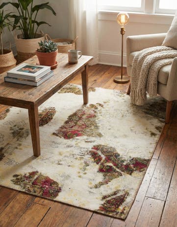 3' 9 x 4' 3 Hand Knotted Ultra Vintage Persian Wool Square Rug