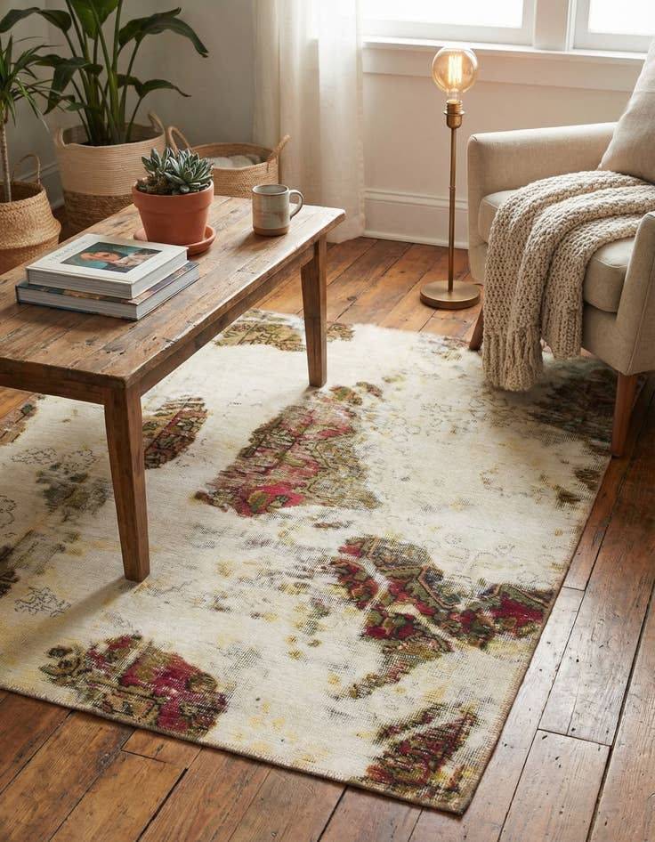 Detail image of  3' 9 x 4' 3  Hand Knotted Ultra Vintage Persian Wool Square Rug