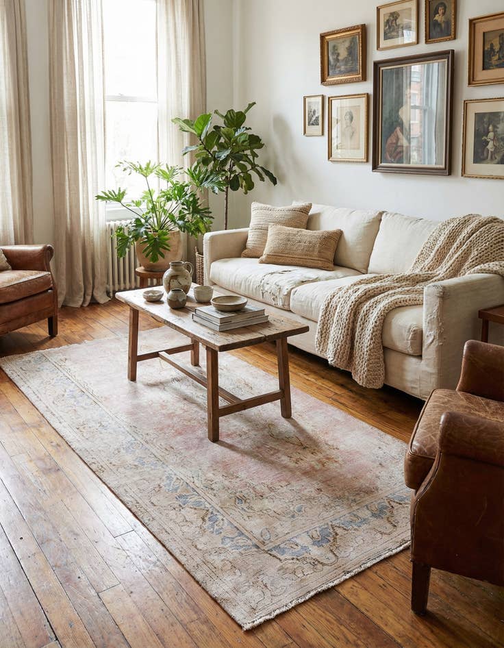 Detail image of 3' 7 x 5' 4  Hand Knotted Ultra Vintage Persian Wool Rug