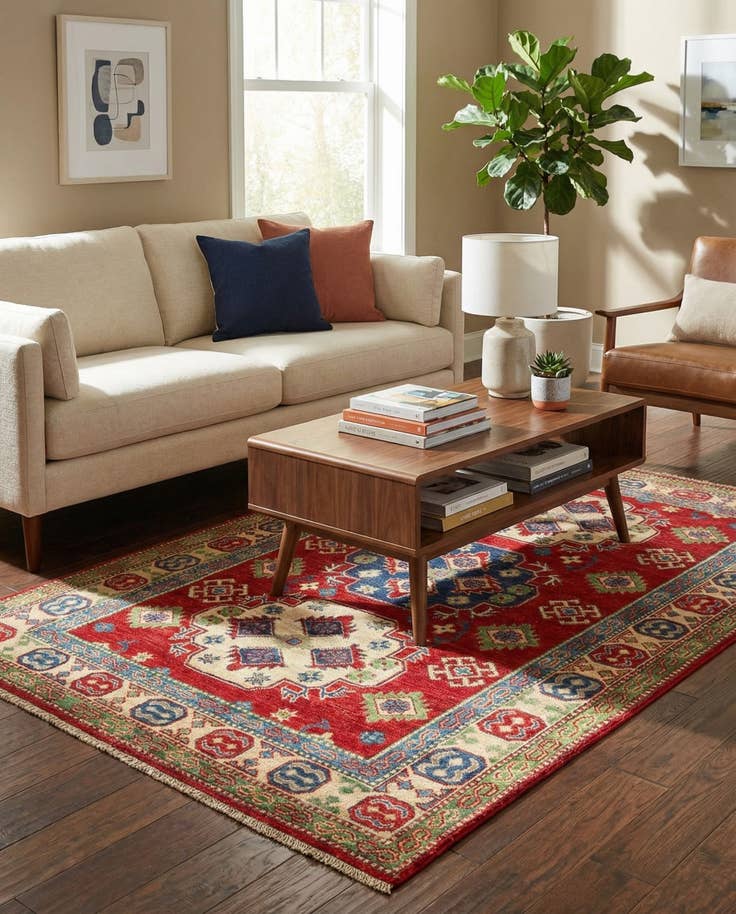 Detail image of 4' x 6' Hand Knotted Kazak Rug