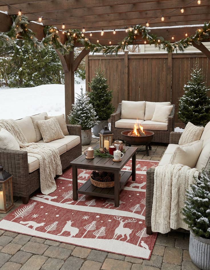 Detail image of 5' 3 x 8'  Washable Holiday Indoor / Outdoor Rug