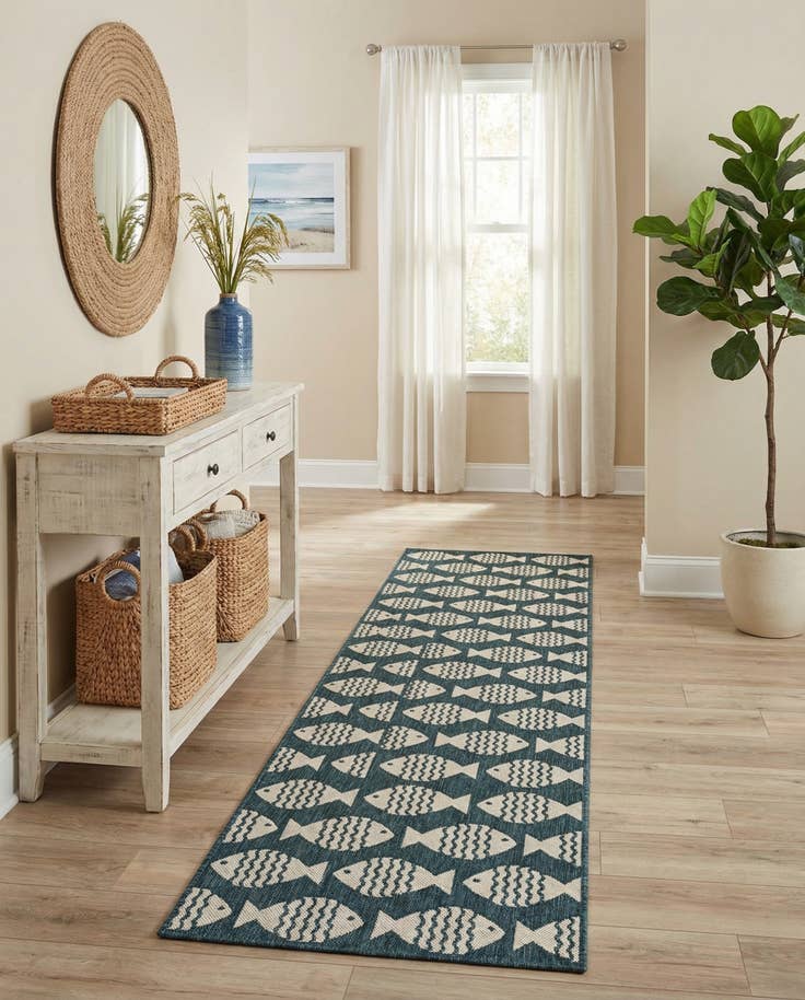 Detail image of 2' 7 x 12' Easy-Clean Coastal Indoor / Outdoor Runner Rug