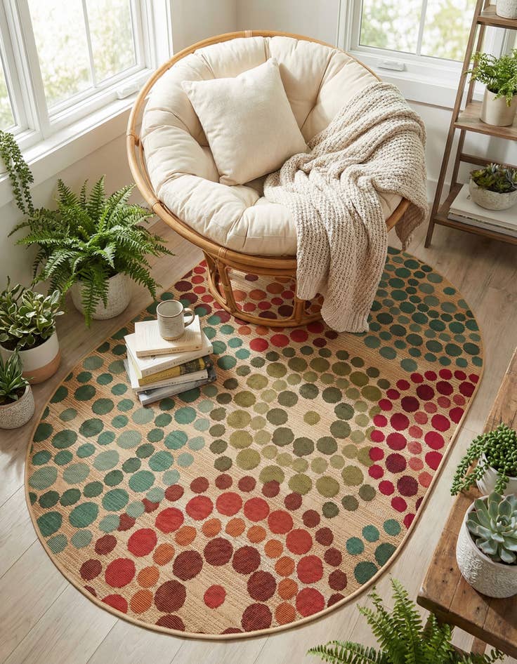 Detail image of 4' x 6' Easy-Clean Modern Indoor / Outdoor Oval Rug