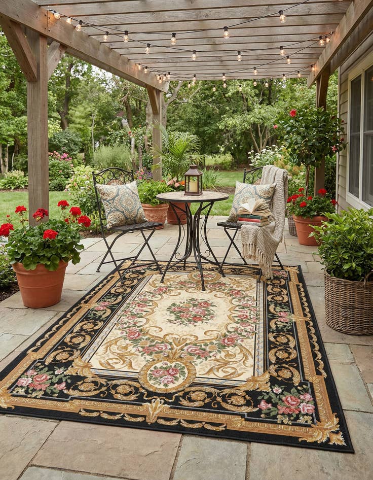 Detail image of 4' x 6'  Washable Traditional Indoor / Outdoor Rug