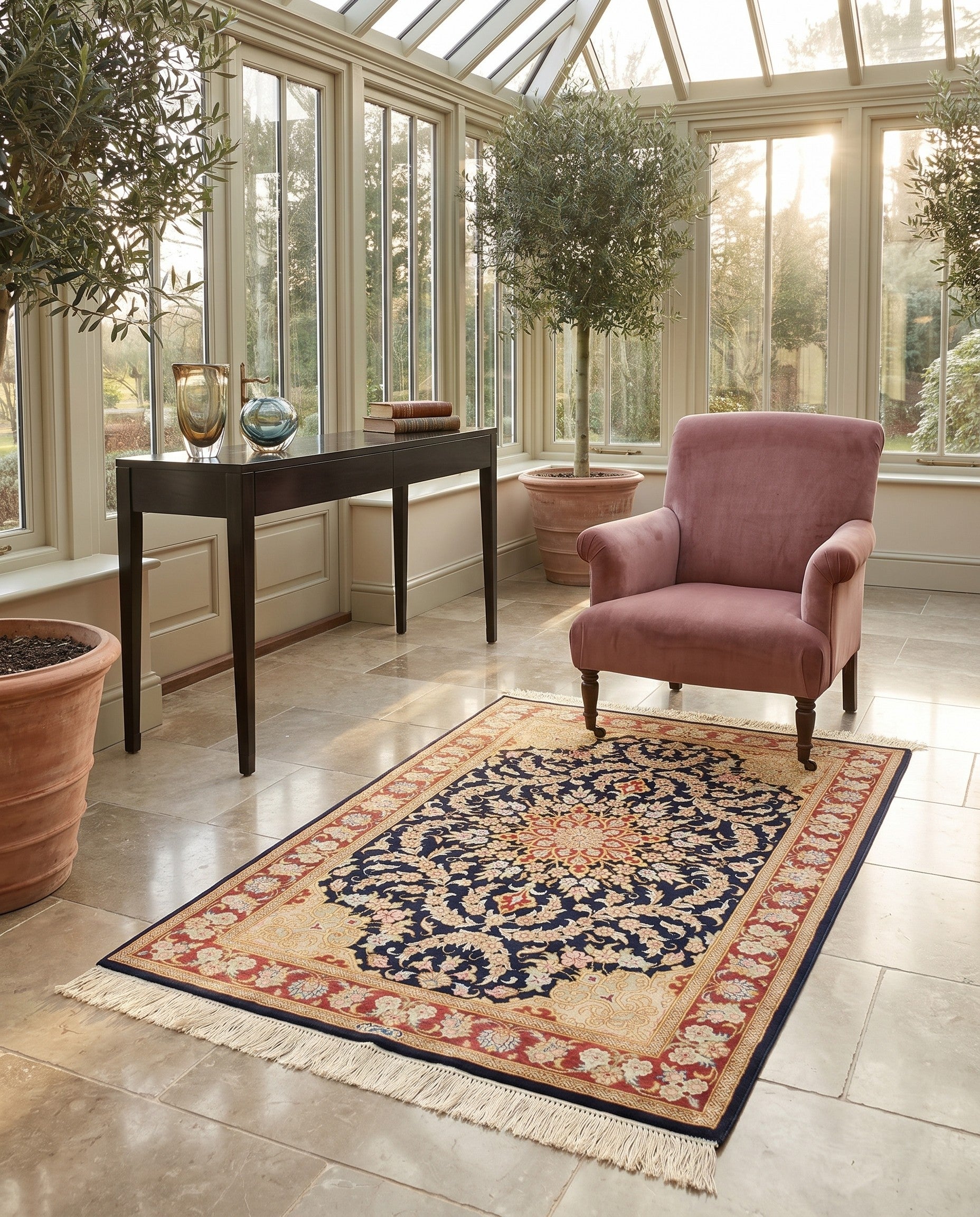 2' 7 x 4' Ghom Silk Rug