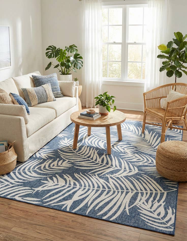 Detail image of 10' x 13' Easy-Clean Botanical Indoor / Outdoor Rug