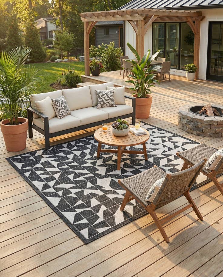 Detail image of 7' x 10' Easy-Clean Modern Indoor / Outdoor Rug