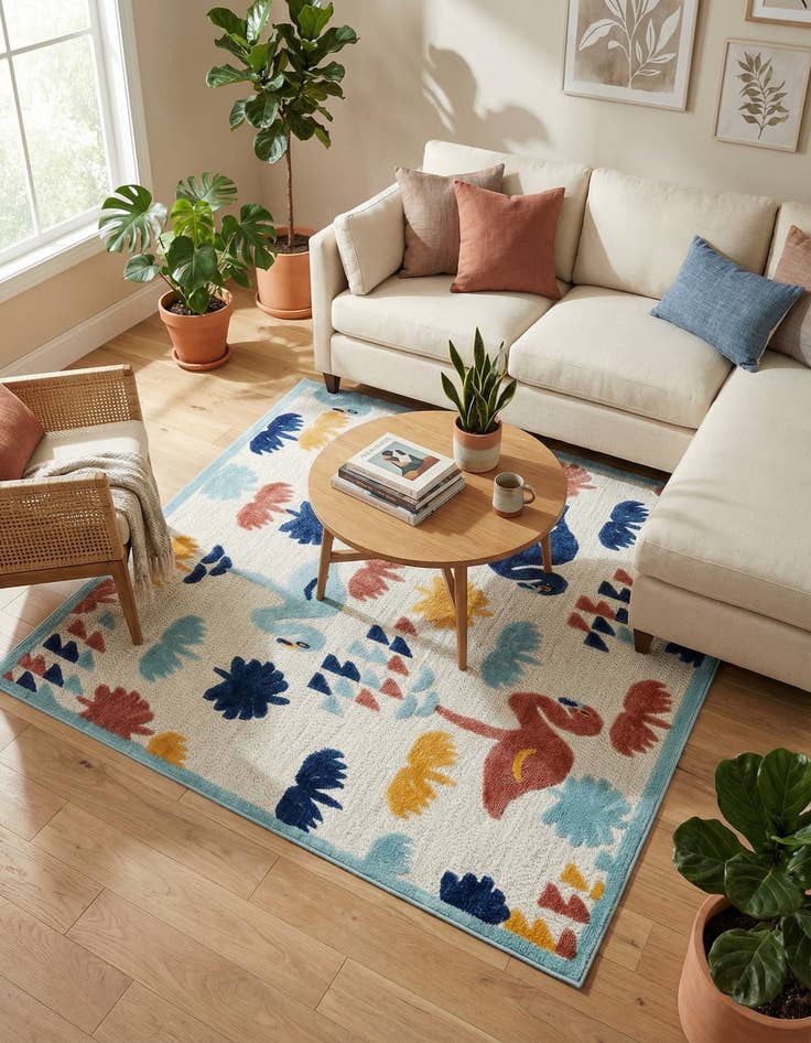 Detail image of 7' 10 x 7' 10  Washable Belize Indoor / Outdoor Square Rug