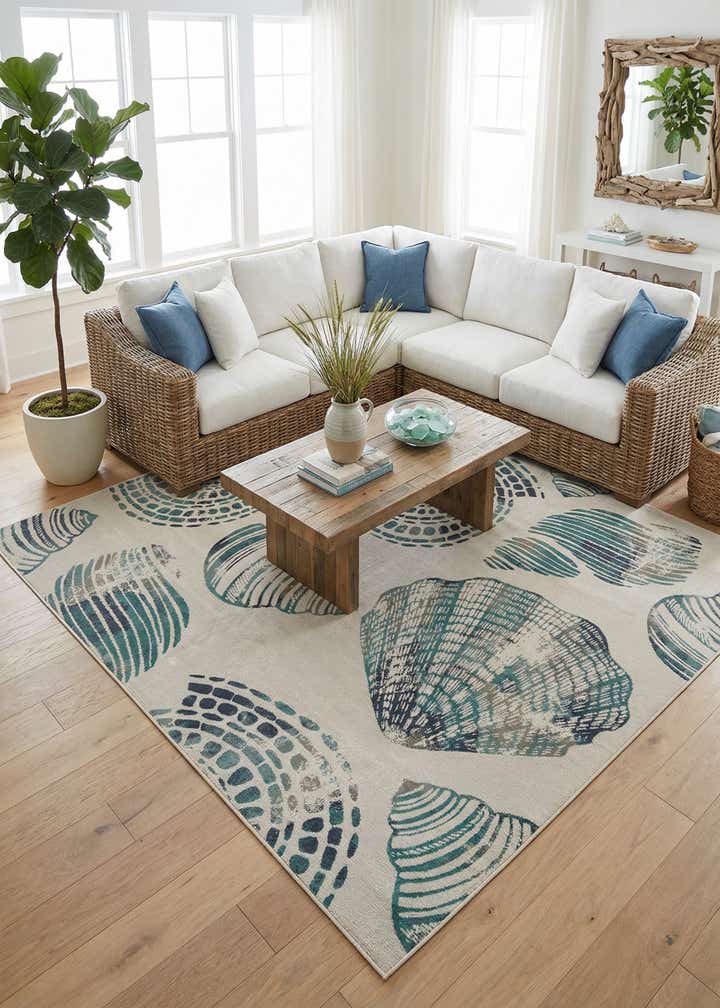 10' x 10' Easy-Clean Coastal Indoor / Outdoor Square Rug
