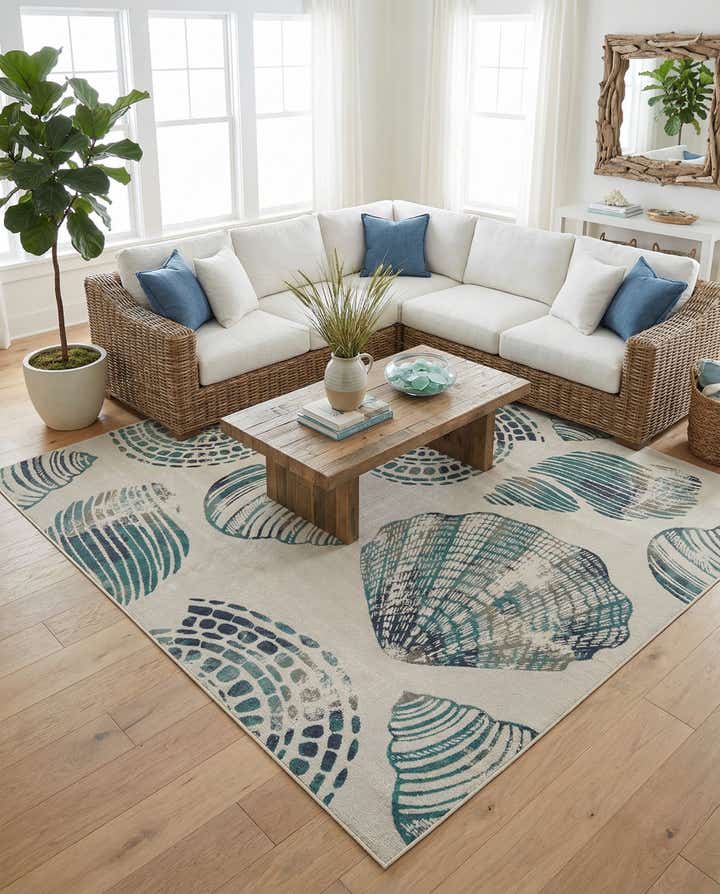 10' x 10' Easy-Clean Coastal Indoor / Outdoor Square Rug