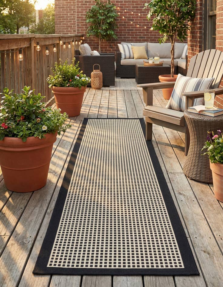 Detail image of 2' x 8'  Washable Border Indoor / Outdoor Runner Rug