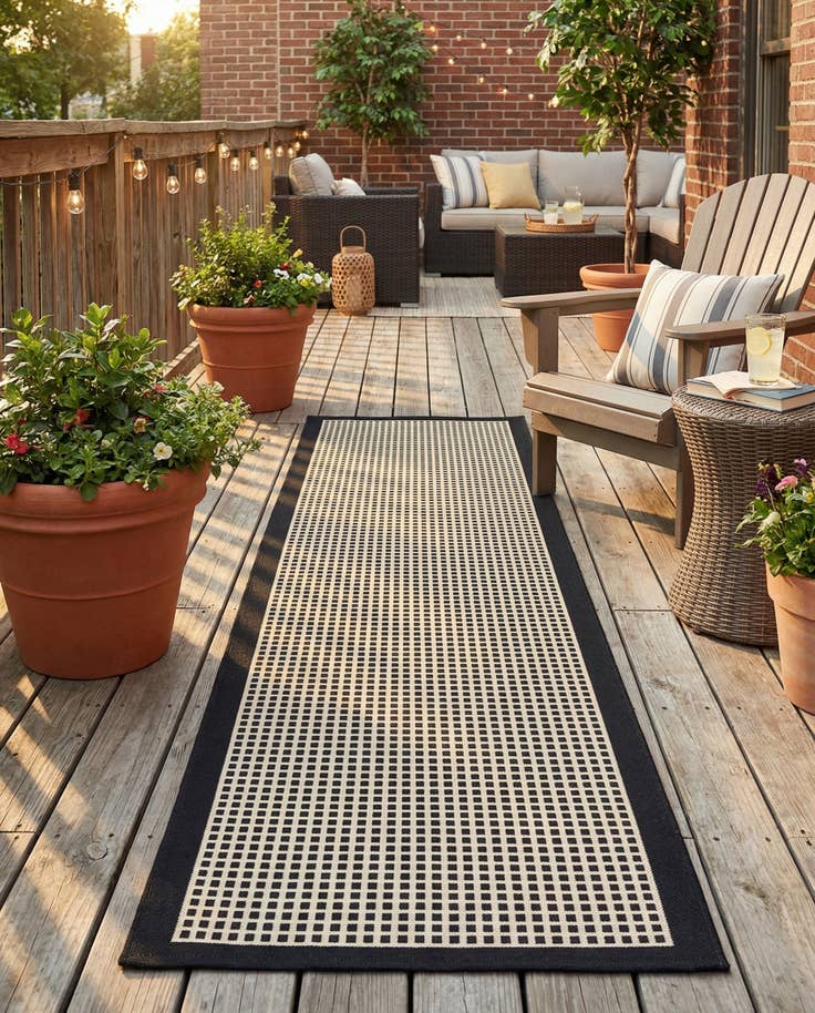 Detail image of 2' x 8' Easy-Clean Border Indoor / Outdoor Runner Rug