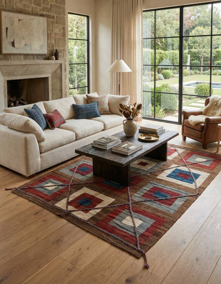 Detail image of 4' 10 x 6' 8  Hand Woven Kilim Modern Wool Rug