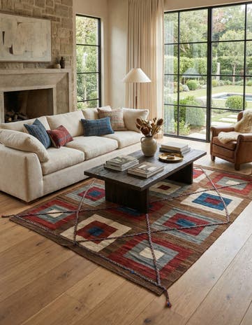 4' 10 x 6' 8 Hand Woven Kilim Modern Wool Rug