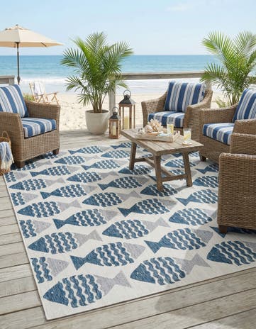 10' x 14' Easy-Clean Coastal Indoor / Outdoor Rug