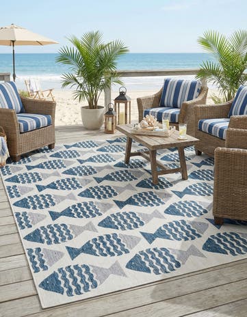10' x 14' Easy-Clean Coastal Indoor / Outdoor Rug