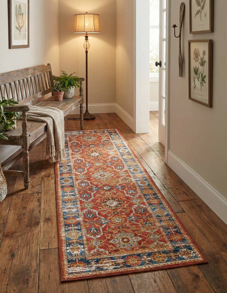 Detail image of 2' x 6'  Washable Traditional Indoor / Outdoor Runner Rug