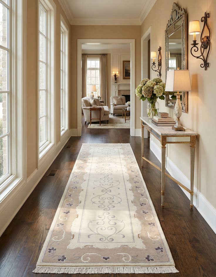 Detail image of 2' 8 x 10'  Hand Knotted Darya Wool Runner Rug