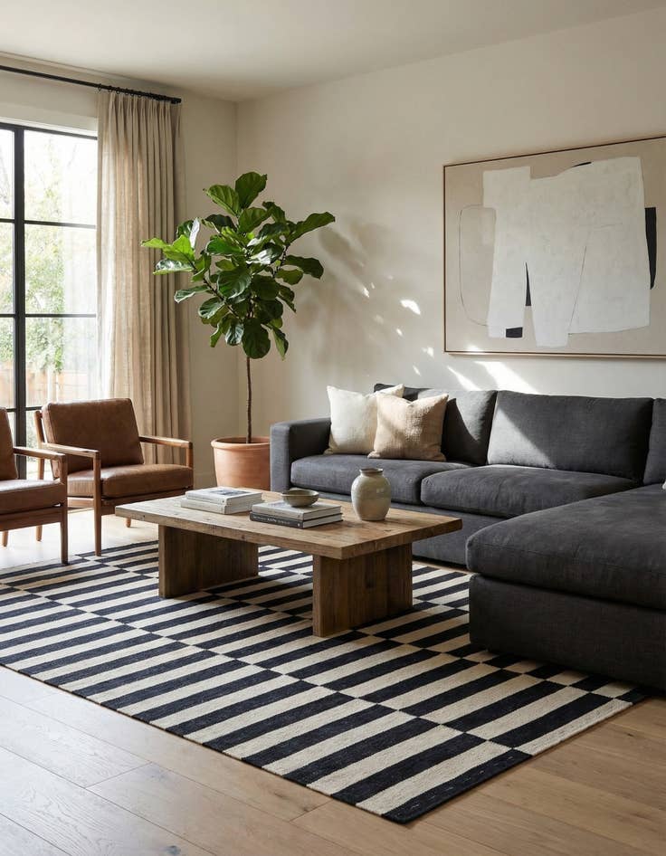 Detail image of 5' 8 x 7' 7  Hand Woven Kilim Modern Wool Rug