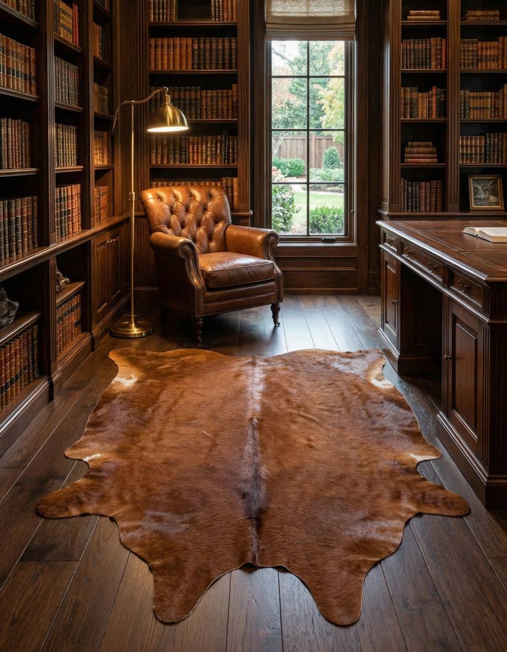 Detail image of 5' 8 x 6' 5 Cowhide Leather Rug