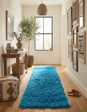 1' 9 x 9' 9 Hand Knotted Moroccan Wool Runner Rug