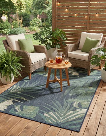 Navy Blue Easy-Clean Baja Indoor / Outdoor Rug
