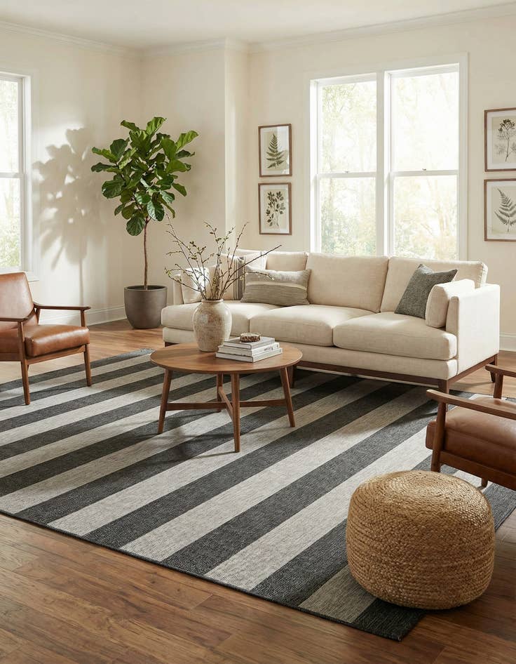 Detail image of 10' x 14'  Washable Striped Indoor / Outdoor Rug