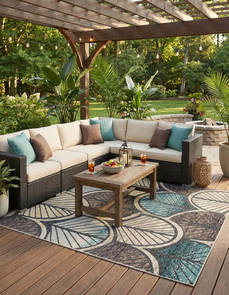 Detail image of 10' x 10'  Washable Casablanca Indoor / Outdoor Square Rug
