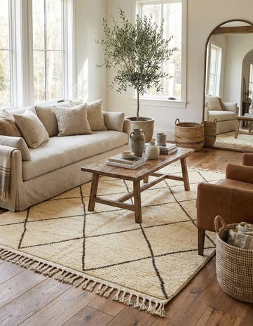 6' 5 x 9' 7 Hand Knotted Moroccan Wool Rug