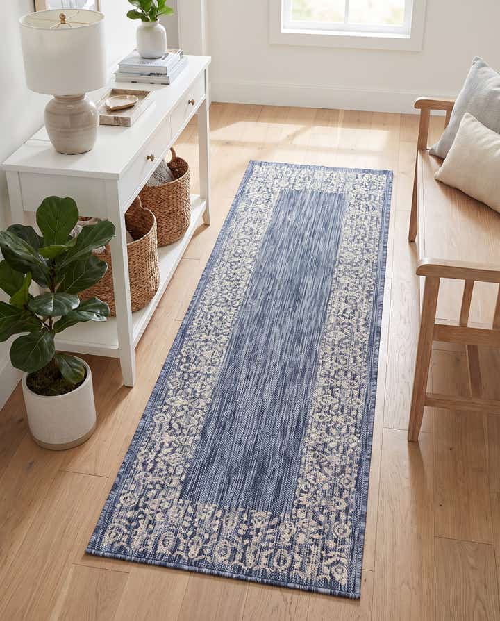 2' x 6' Easy-Clean Border Indoor / Outdoor Runner Rug