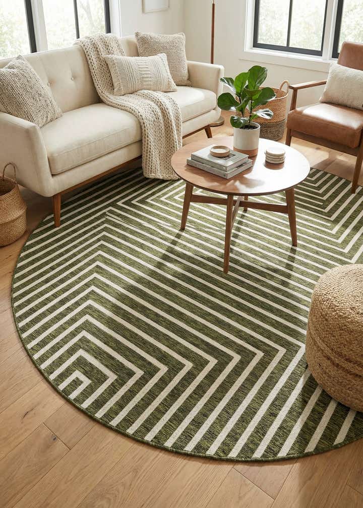 7' 10 x 7' 10 Easy-Clean Modern Indoor / Outdoor Round Rug