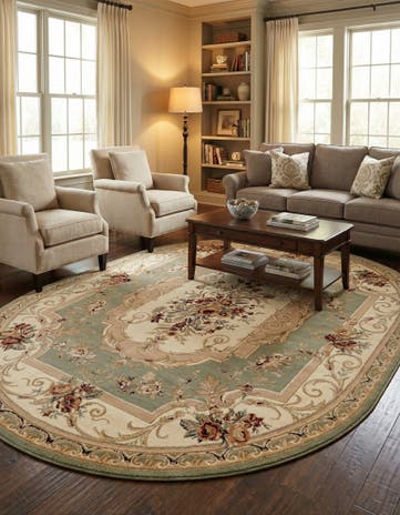 Green Chateau Oval Rug