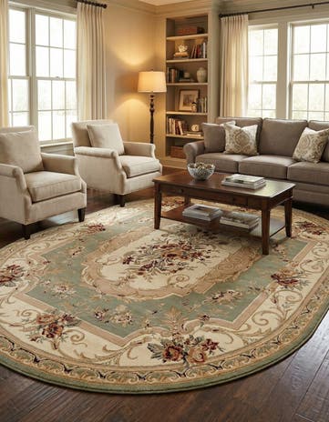 Green Chateau Oval Rug
