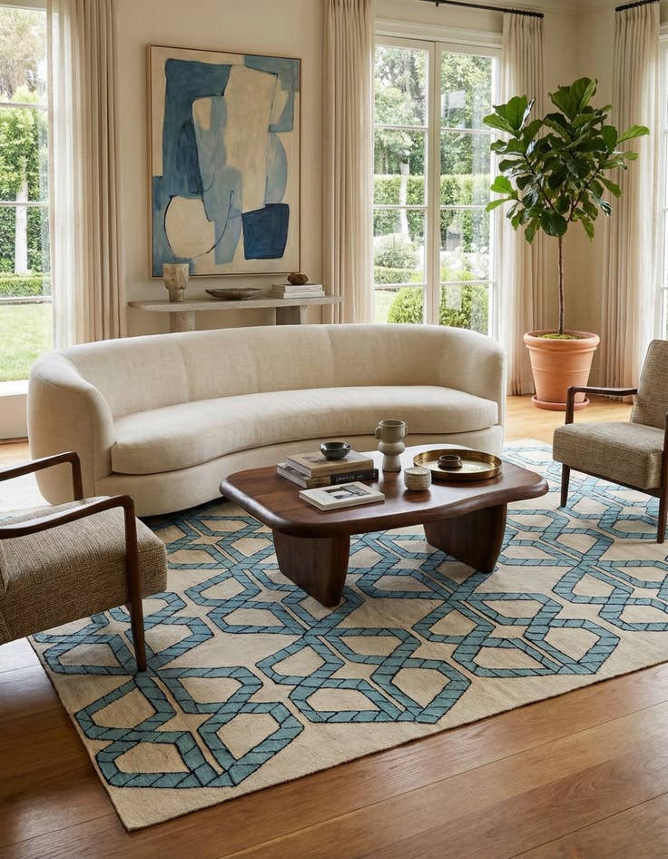 Detail image of  7' x 9' 5  Hand Woven Kilim Modern Wool Rug