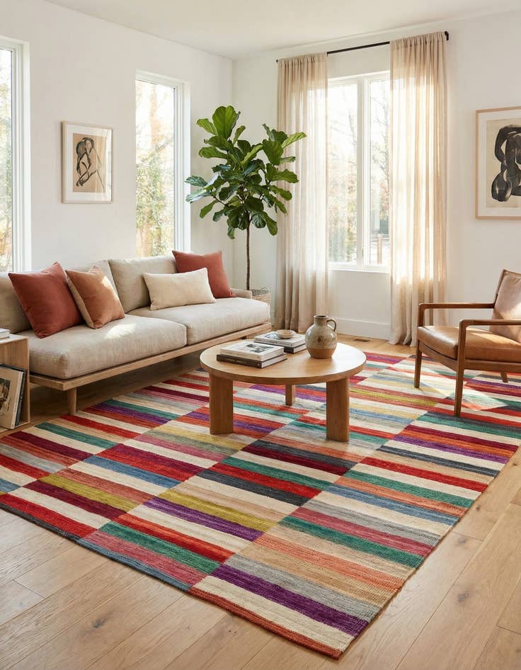 Detail image of 5' 10 x 7' 8  Hand Woven Kilim Modern Wool Rug