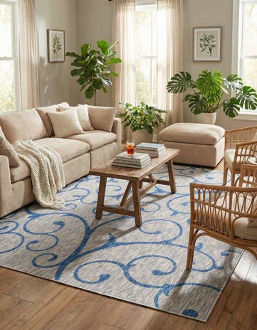9' x 12' Easy-Clean Botanical Indoor / Outdoor Rug