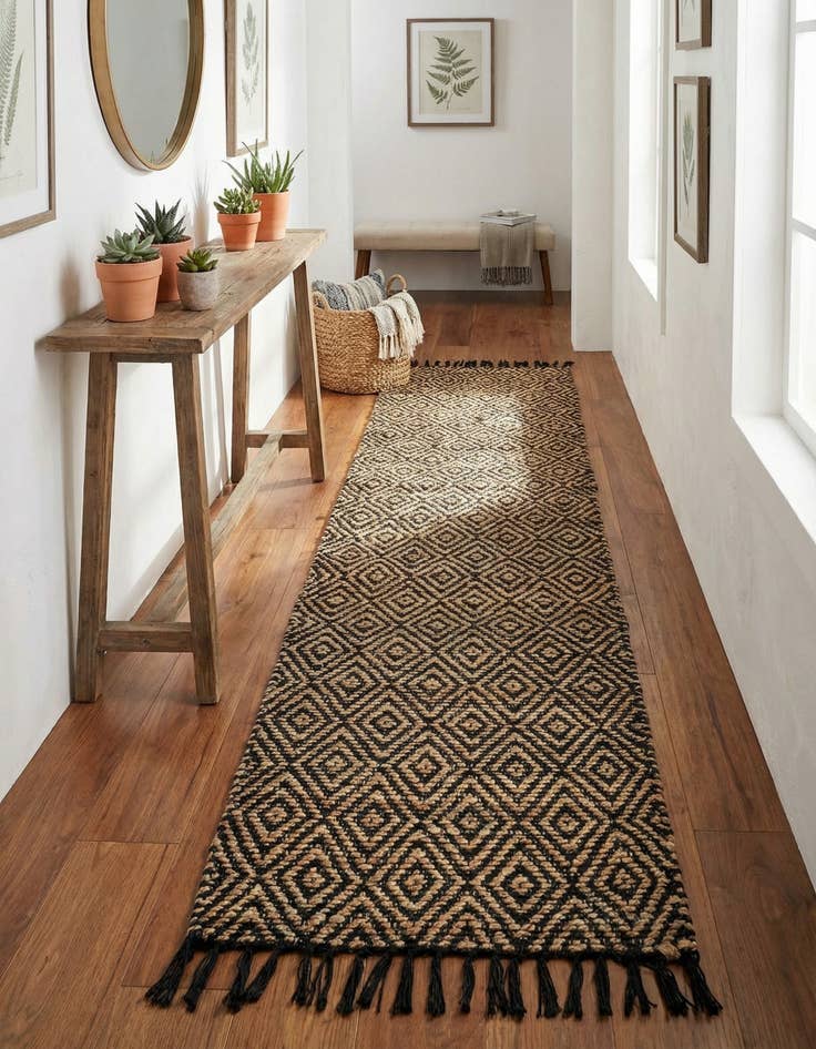 Detail image of  2' 2 x 12'  Hand Woven Braided Jute Runner Rug