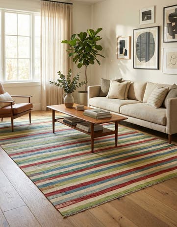 5' 9 x 8' 1 Hand Woven Kilim Modern Wool Rug