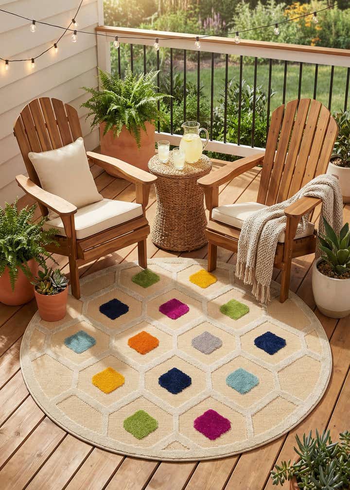 5' 3 x 5' 3 Easy-Clean Aruba Indoor / Outdoor Round Rug