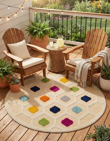 5' 3 x 5' 3 Easy-Clean Aruba Indoor / Outdoor Round Rug