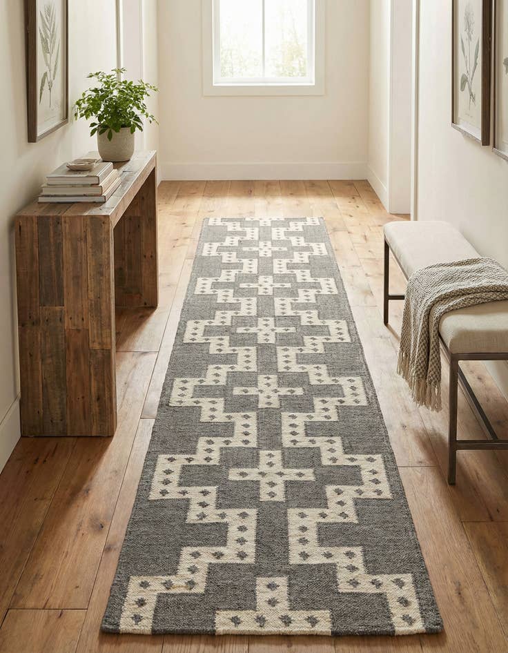 Detail image of 2' 7 x 12'  Hand Woven Kilim Wool Runner Rug