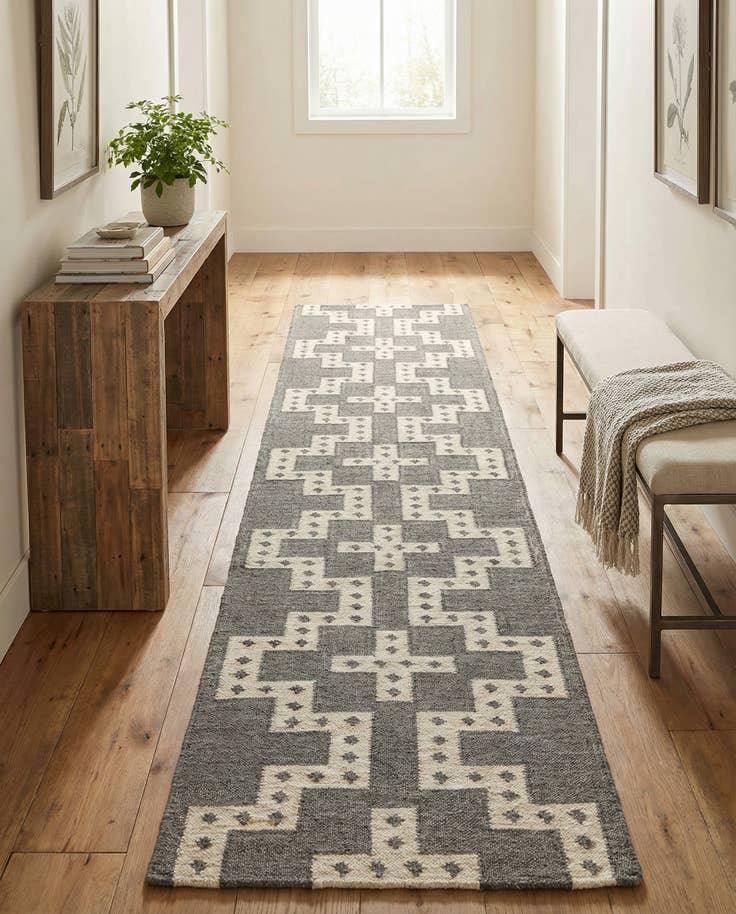 Detail image of 2' 7 x 12' Hand Woven Kilim Wool Runner Rug