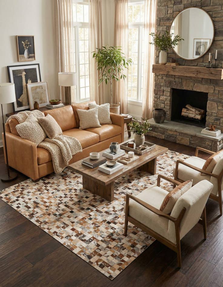 Detail image of 5' 1 x 8' Cowhide Stocks Rug