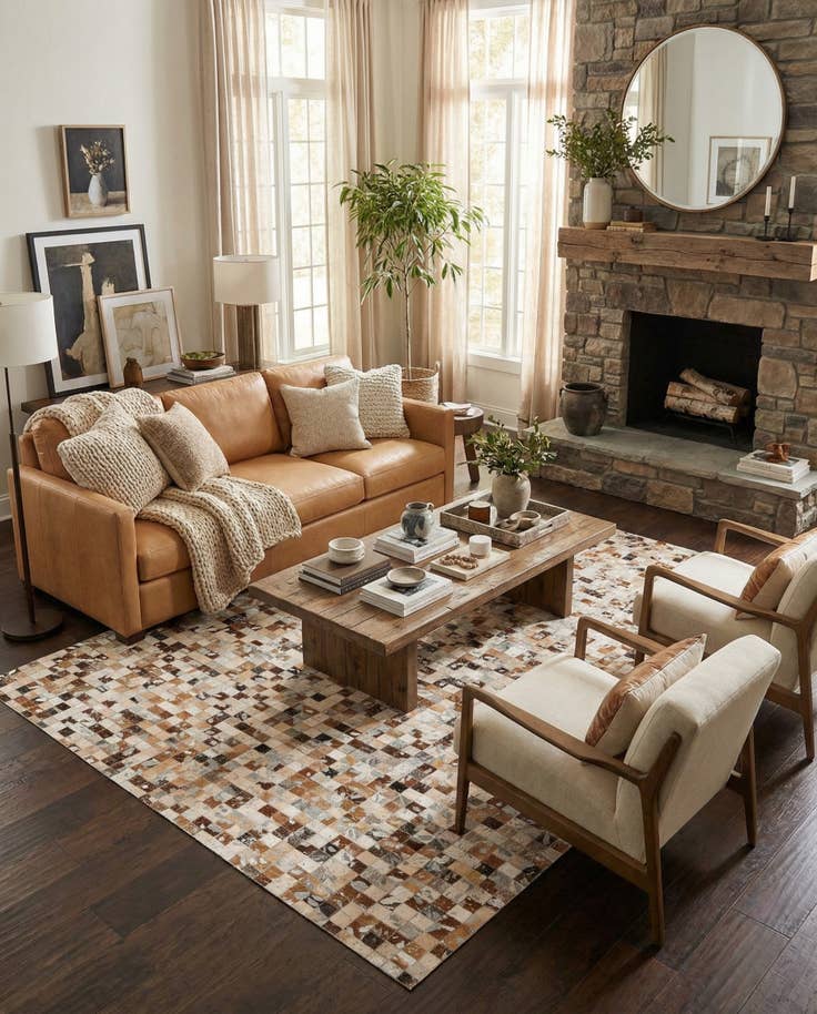 Detail image of 5' 1 x 8' Cowhide Stocks Rug